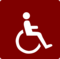 Logo Rollstuhl mit rotem Hintergrund