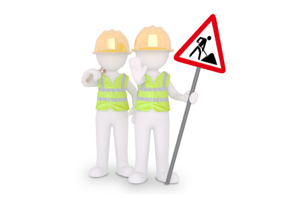 Logo Mängelmelder mit zwei Baurbeitern