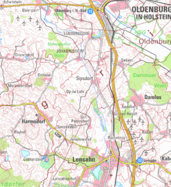 geographische Karte der Gemeinde Harmsdorf