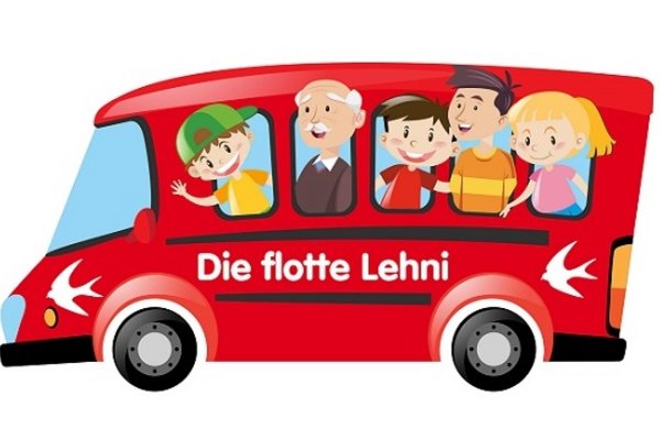 Roter Bus mit Fahrgästen (Zeichnung)