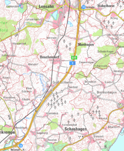 geographische Karte der Gemeinde Beschendorf