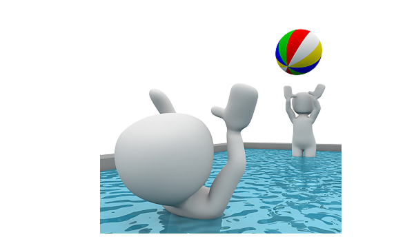 3D- Figuren mit Ball im Wasser